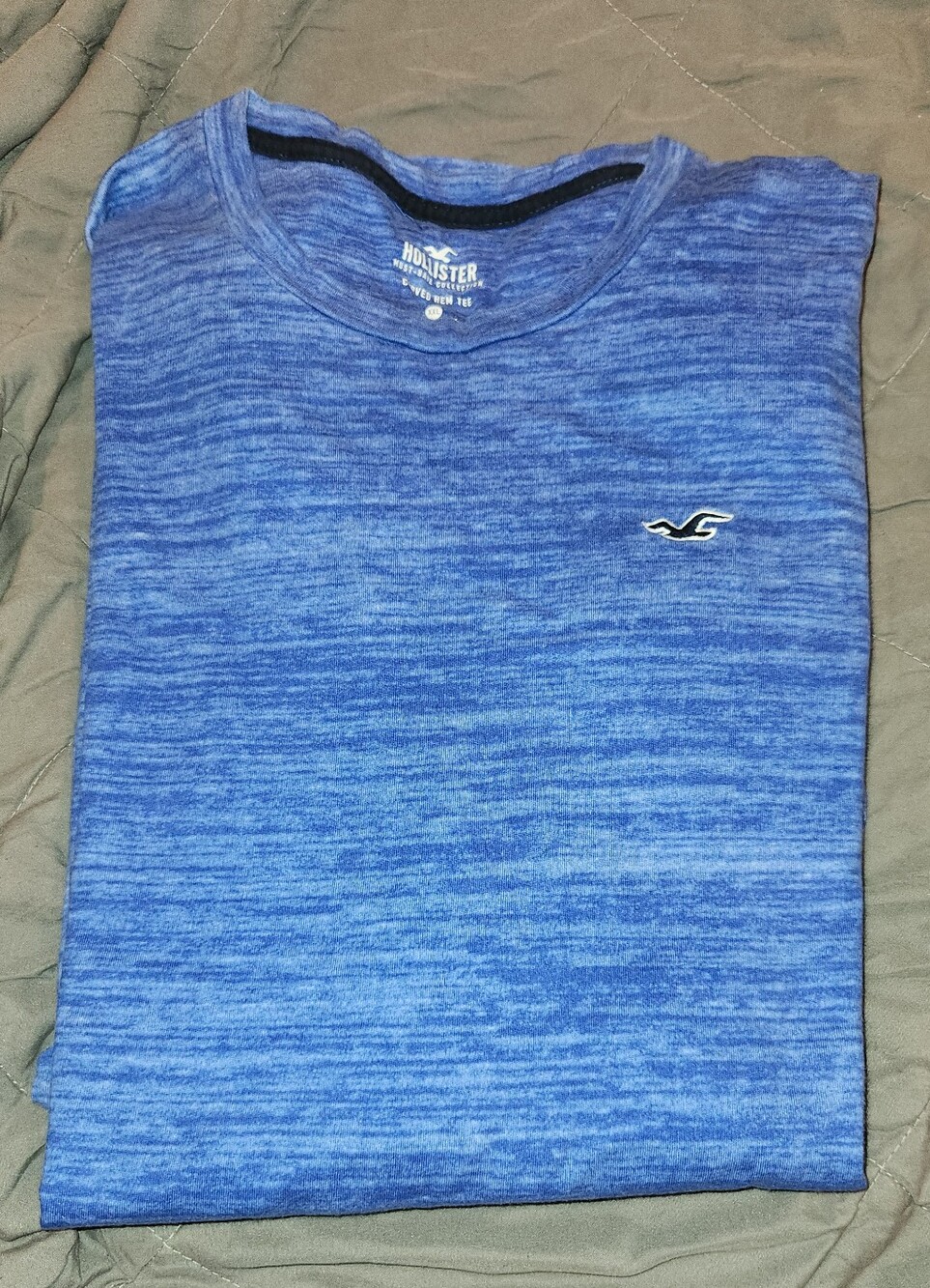 Hollister Men's Marled Royal Blue Crew Neck Tee